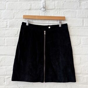 Just Female‎ || Genuine Suede Leather Mini Skirt Zip Black Small